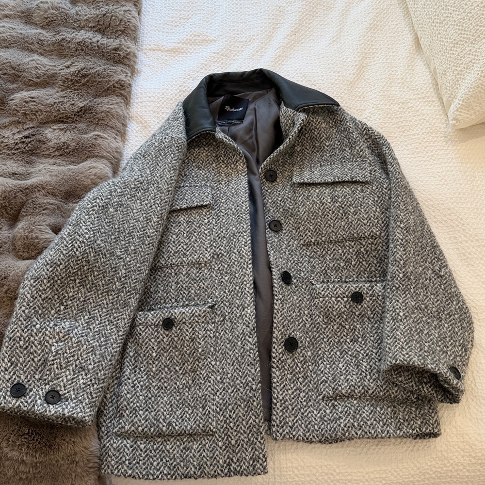 Madewell Leather Collar Flap-Pocket Field Jacket